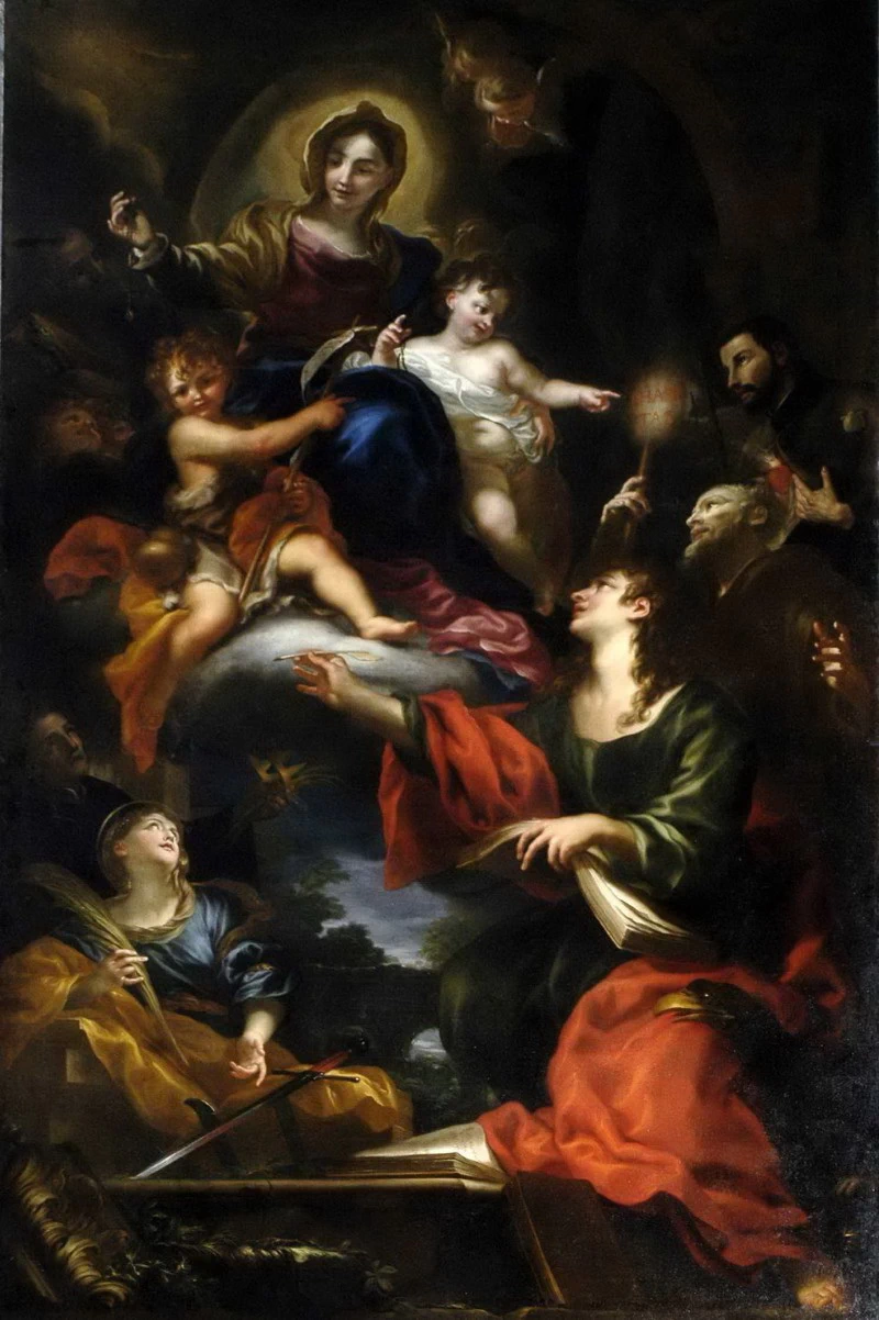 Madonna col Bambino. Giovannino e santi